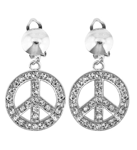 Widmann SRL Hippie oorbellen peace diamantjes