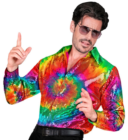 Widmann SRL Hippie paillettenshirt Tie Dye