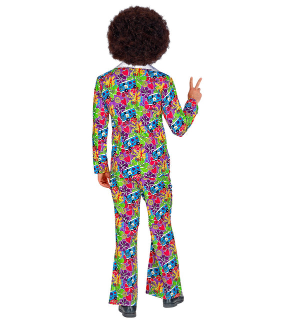 Widmann SRL Hippie pak jaren 70 multicolor met jas en broek