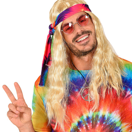 Widmann SRL Hippie pruik blonde haren met hoofdband