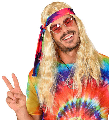Widmann SRL Hippie pruik blonde haren met hoofdband