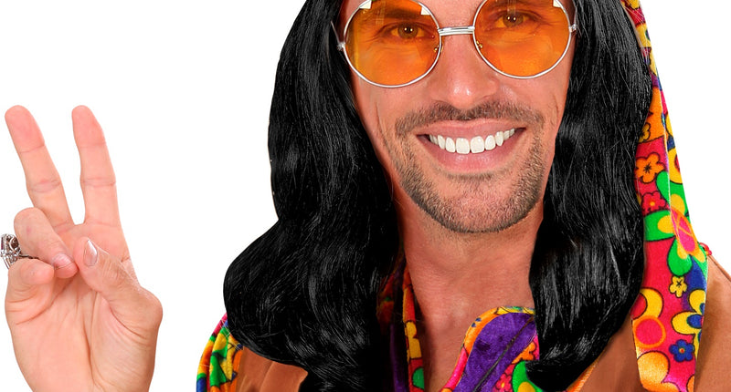 Widmann SRL Hippie pruik John Lennon zwart