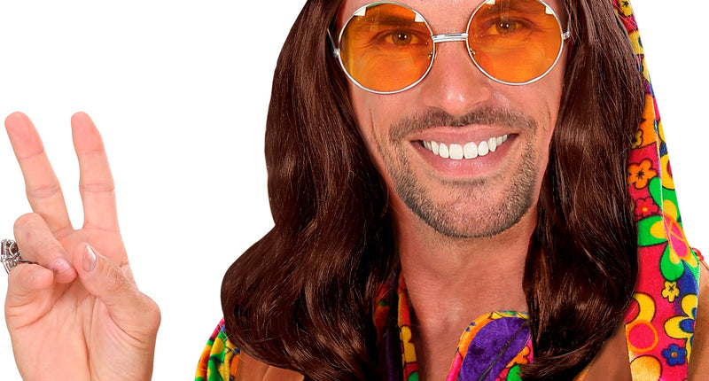 Widmann SRL Hippie pruik Lennon bruin