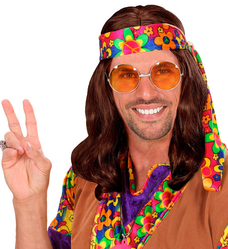 Widmann SRL Hippie pruik Lennon bruin