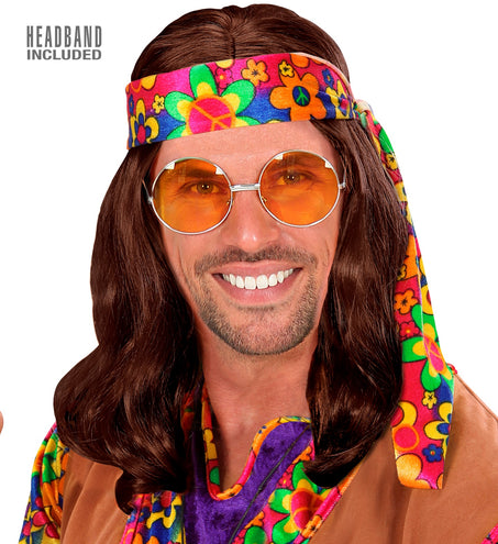Widmann SRL Hippie pruik Lennon bruin