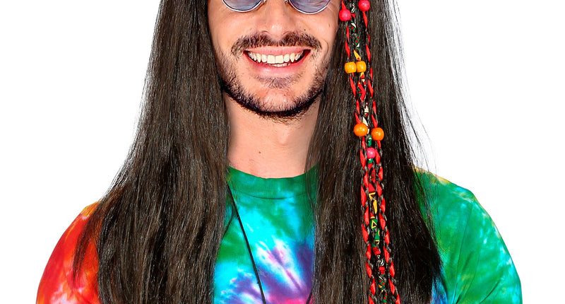 Widmann SRL Hippie pruik met kraaltjes en staartjes