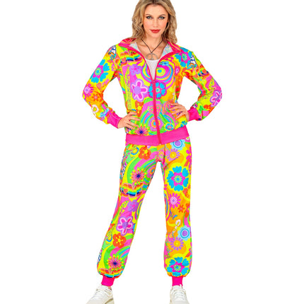 Widmann SRL Hippie trainingspak neon gekleurd met jas en broek