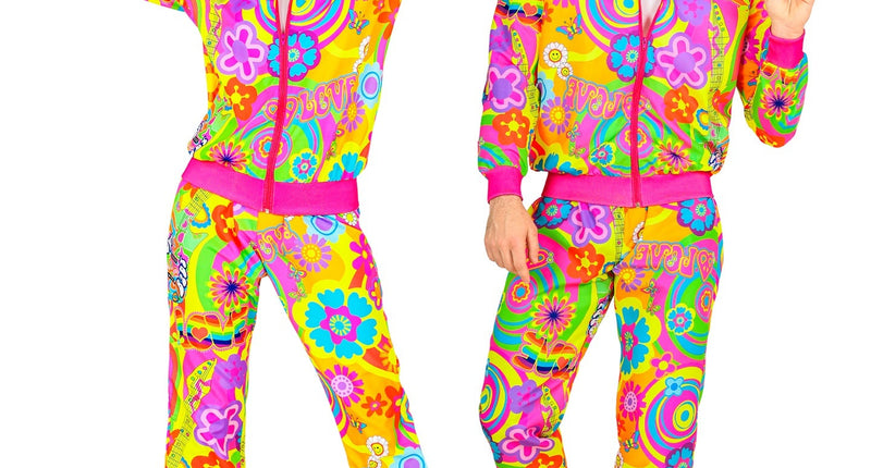 Widmann SRL Hippie trainingspak neon gekleurd met jas en broek