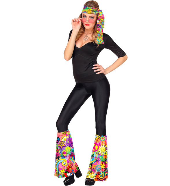 Widmann SRL Hippie verkleedset jaren 70 flower power met hoofdband en beenwarmers