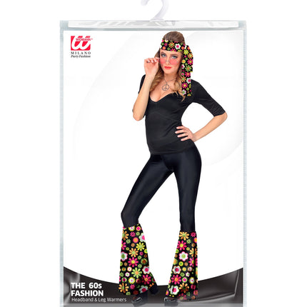 Widmann SRL Hippie verkleedset jaren 70 met beenwarmers en hoofdband