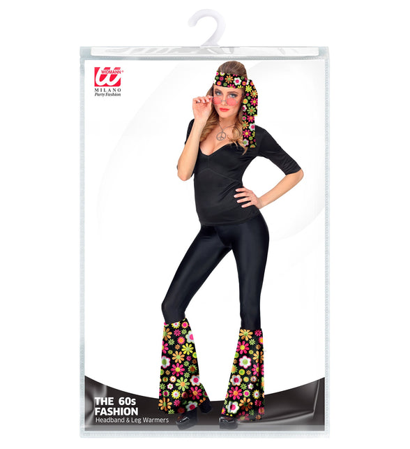 Widmann SRL Hippie verkleedset jaren 70 met beenwarmers en hoofdband