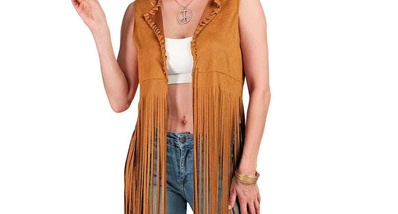 Widmann SRL Hippie vest lang met franjes