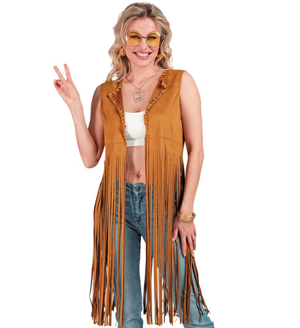 Widmann SRL Hippie vest lang met franjes