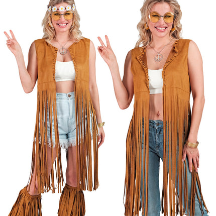Widmann SRL Hippie vest lang met franjes