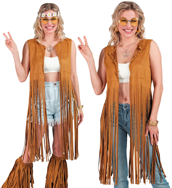 Widmann SRL Hippie vest lang met franjes