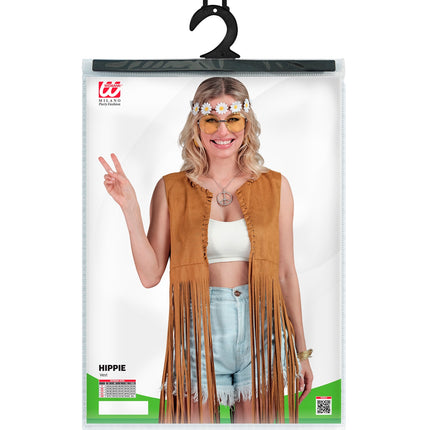Widmann SRL Hippie vest lang met franjes