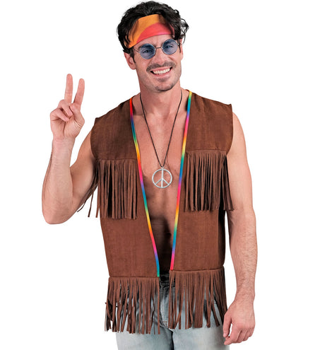 Widmann SRL Hippie vest met franjes donker bruin