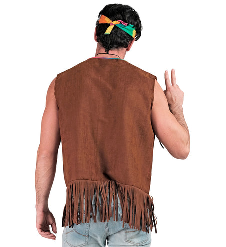 Widmann SRL Hippie vest met franjes donker bruin