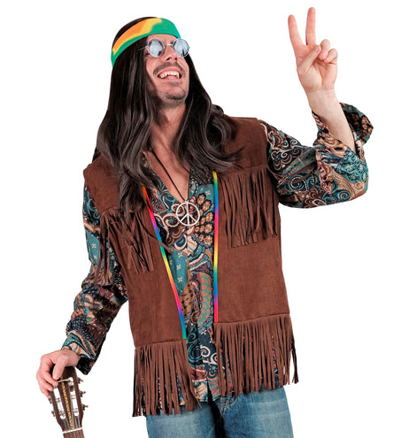 Widmann SRL Hippie vest met franjes donker bruin