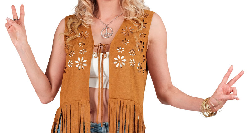 Widmann SRL Hippie vest met franjes licht bruin
