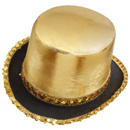 Widmann SRL Hoge hoed goud met pailletten beslag
