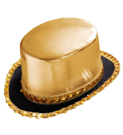 Widmann SRL Hoge hoed goud met pailletten beslag
