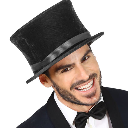 Widmann SRL Hoge hoed inklapbare fluweel zwart