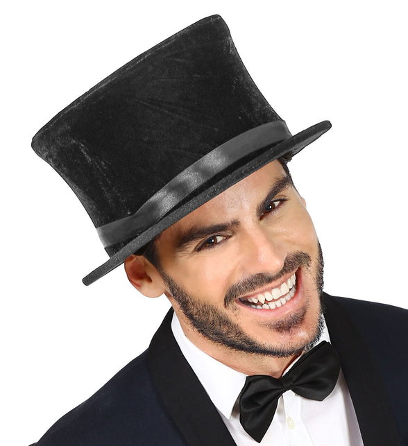 Widmann SRL Hoge hoed inklapbare fluweel zwart