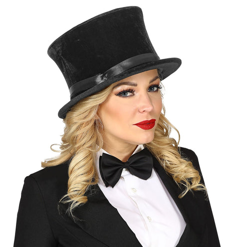 Widmann SRL Hoge hoed inklapbare fluweel zwart