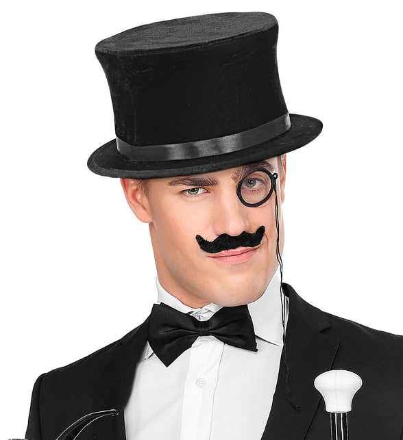 Widmann SRL Hoge hoed inklapbare fluweel zwart