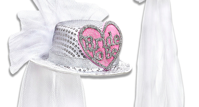 Widmann SRL Hoge Hoed Pailletten "Bride To Be" Met Hartje