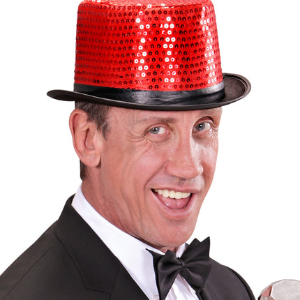 Widmann SRL hoge hoed pailletten rood