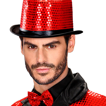 Widmann SRL hoge hoed pailletten rood