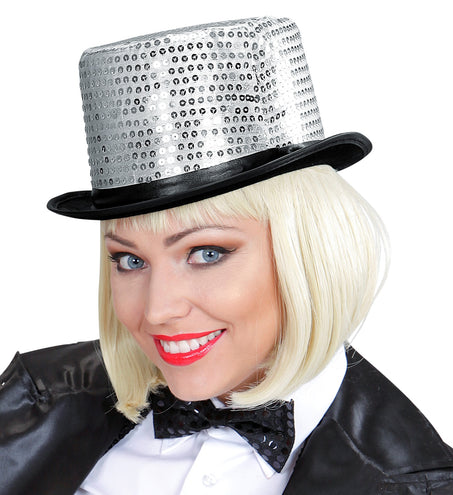 Widmann SRL hoge hoed pailletten zilver