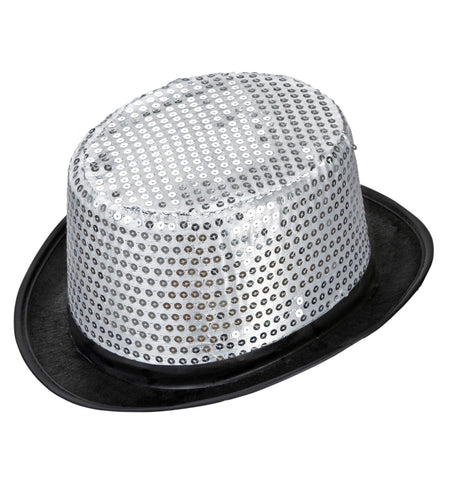 Widmann SRL hoge hoed pailletten zilver