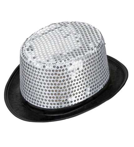Widmann SRL hoge hoed pailletten zilver
