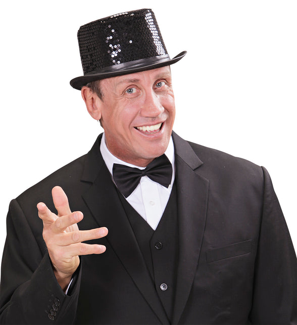 Widmann SRL hoge hoed pailletten zwart