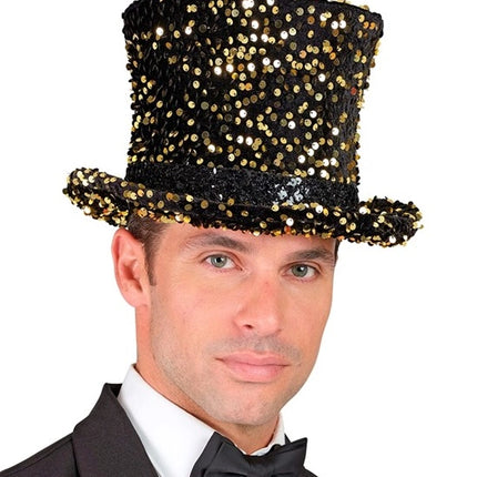 Widmann SRL Hoge hoed pailletten zwart/goud Luuk top kwaliteit