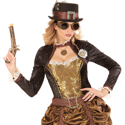 Widmann SRL Hoge hoed steampunk met veer