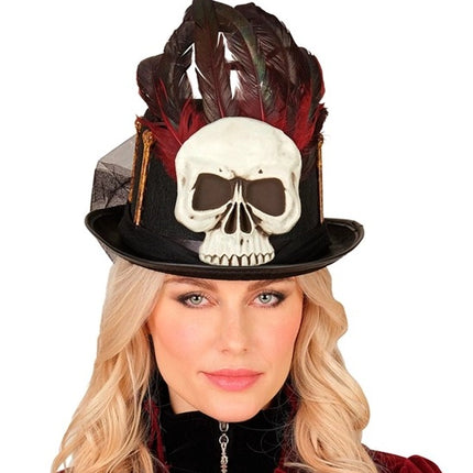 Widmann SRL Hoge hoed voodoo schedels en botten Tess