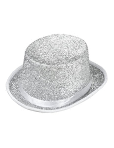 Widmann SRL Hoge hoed zilver glitter lurex