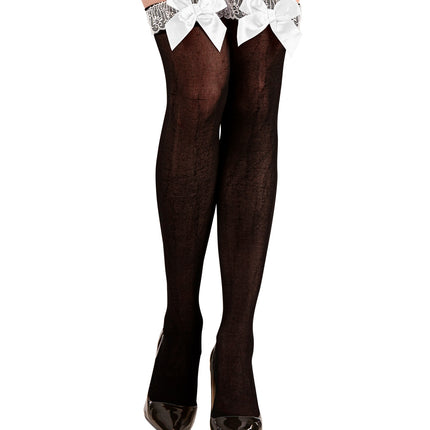 Widmann SRL Hoge kousen kamermeisje zwart met witte strik