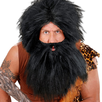 Widmann SRL Holbewoner pruik of piratenpruik Barba zwart