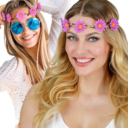 Widmann SRL Hoofdband bloemen paars Julia