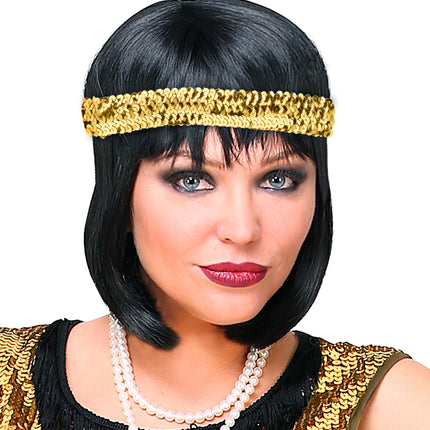 Widmann SRL Hoofdband Charleston pailletten goud