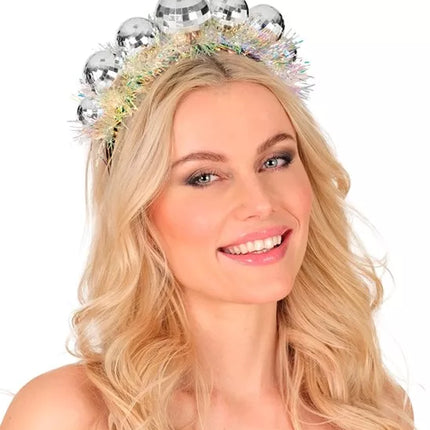 Widmann SRL Hoofdband disco ballen met sliertje Sophie