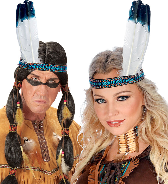 Widmann SRL Hoofdband Indiaan  met 2 veren