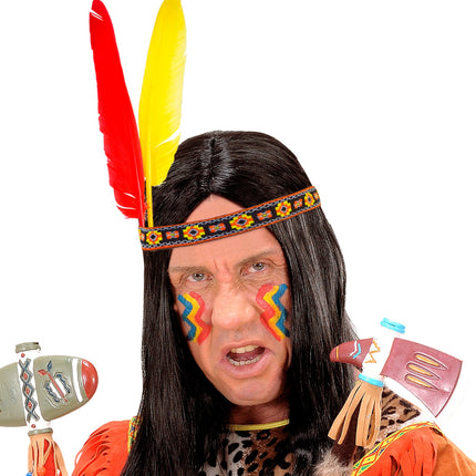 Widmann SRL Hoofdband indiaan met 2 veren