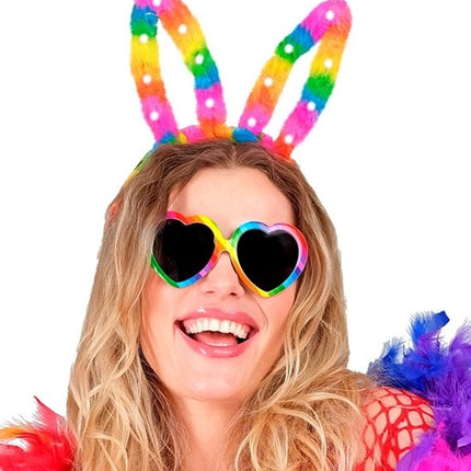 Widmann SRL Hoofdband konijn regenboog met lampje Siem