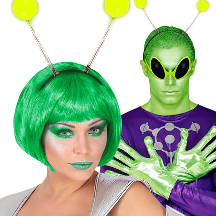 Widmann SRL Hoofdband met antennes glow in the dark